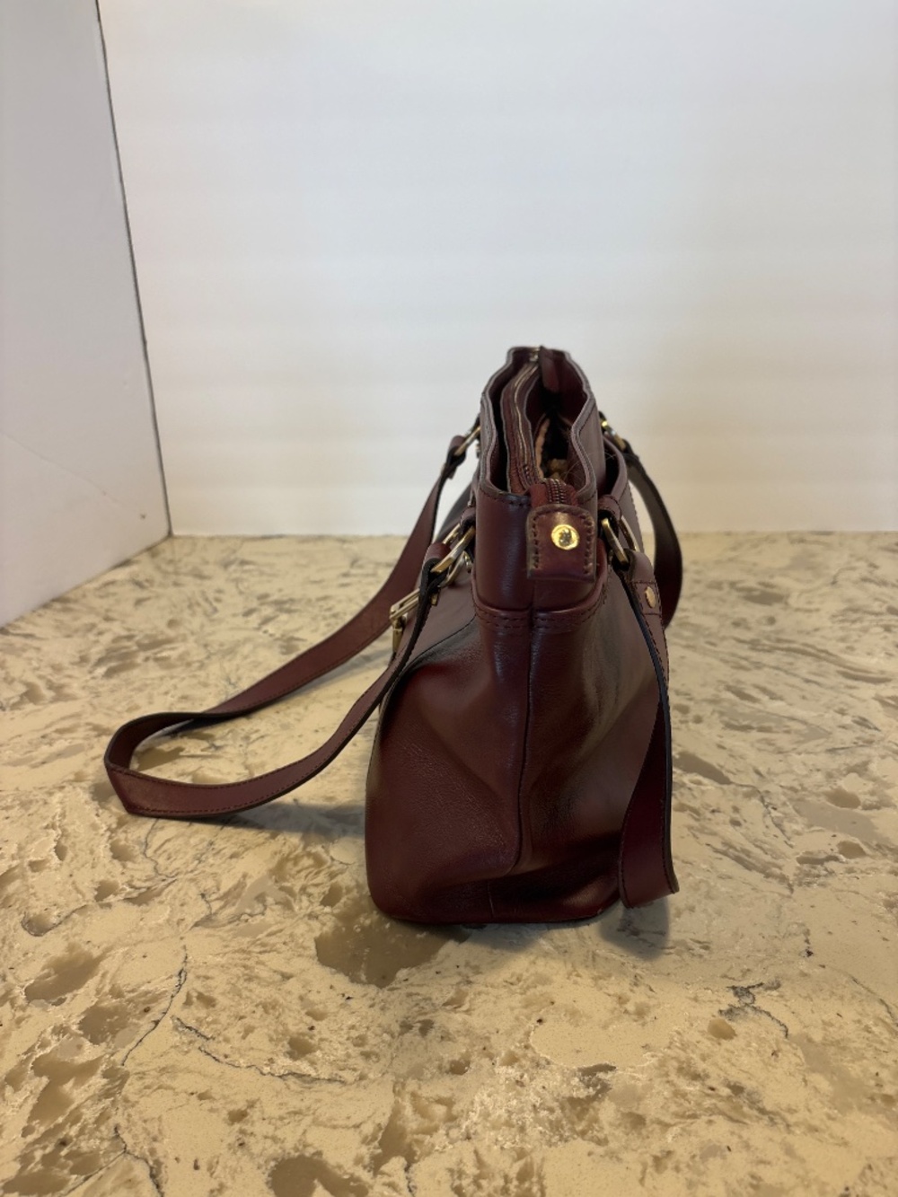 Vintage Etienne Aigner Burgundy Leather Shoulder Handbag - Picture 2 of 8